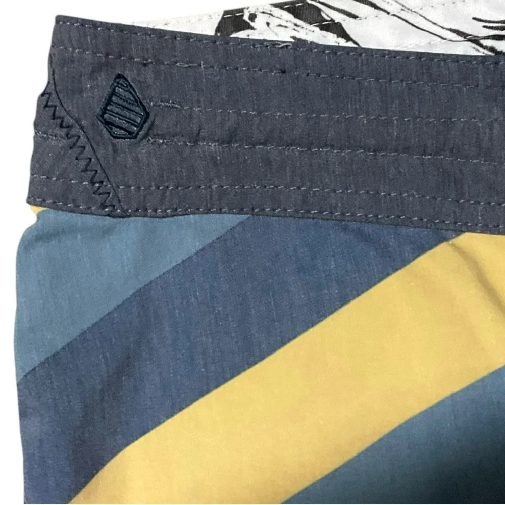 🌊 Volcom Slingers Boardshorts 🟦🟨 Blue &‎ Yellow Stripes | Size 33